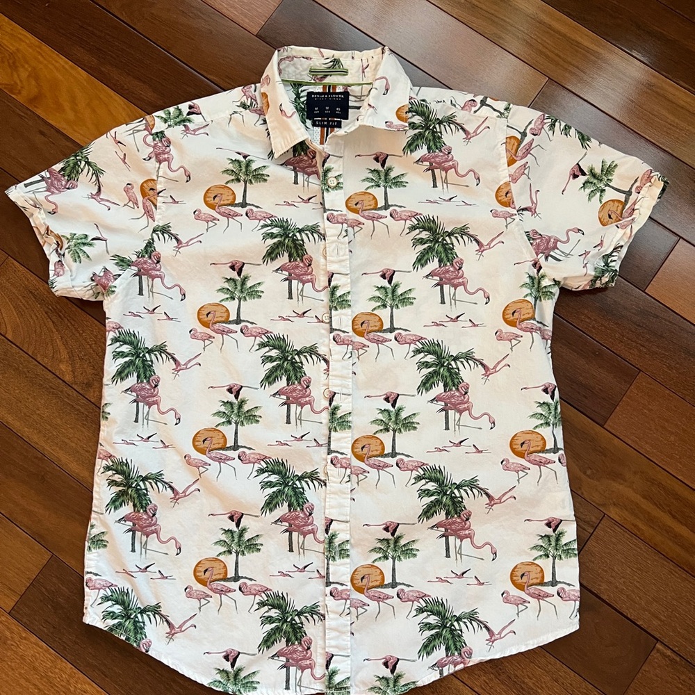 Denim & Flower Cream Green Casual Shirt